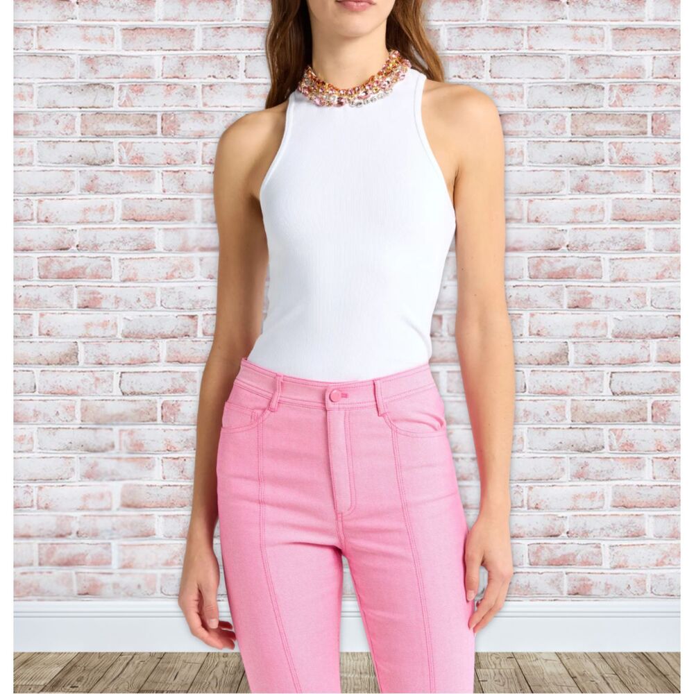 NWT Cinq à Sept Lizzie Rhinestone Necklace Tank Top Vest S - Picture 2 of 6
